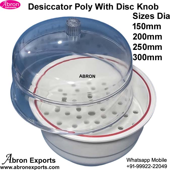 Desiccator Polycarbonate Clear Polypropylene With Leakproof Silicon Ring Gasket Multi Hole Plate Knob On Top Abron AC-515P10 